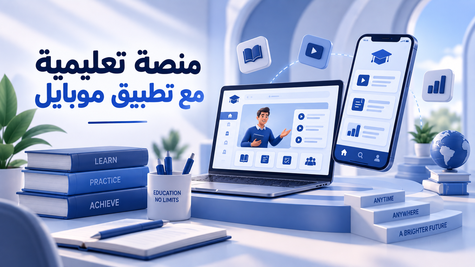 منصة تعليمية مع تطبيق موبايل